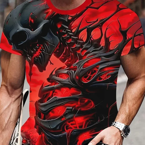 Men's 3D Horror Skull Print T Shirt