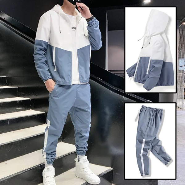 Men Tracksuit Casual Joggers Hooded Sportswear Jackets And Pants
