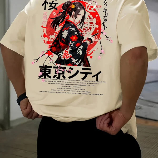 Letter Pattern Printed T-shirt Mens