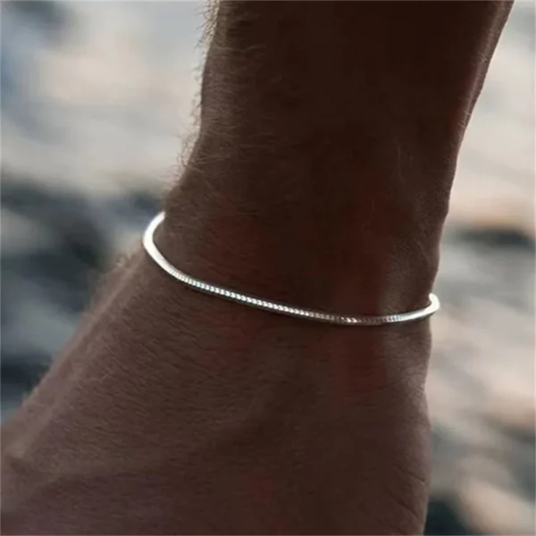 Simple MEN Stainless Steel Square Snake Bone Chain
