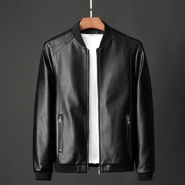 Autumn New Men Black Biker Leather Coat